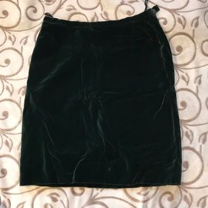Yves Saint Laurent Velvet Skirt in Dark Green